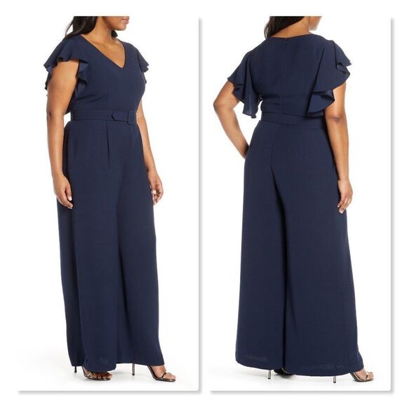 Eliza J Flutter Sleeve Jumpsuit size in Navy - NEW - Picture 2 of 10